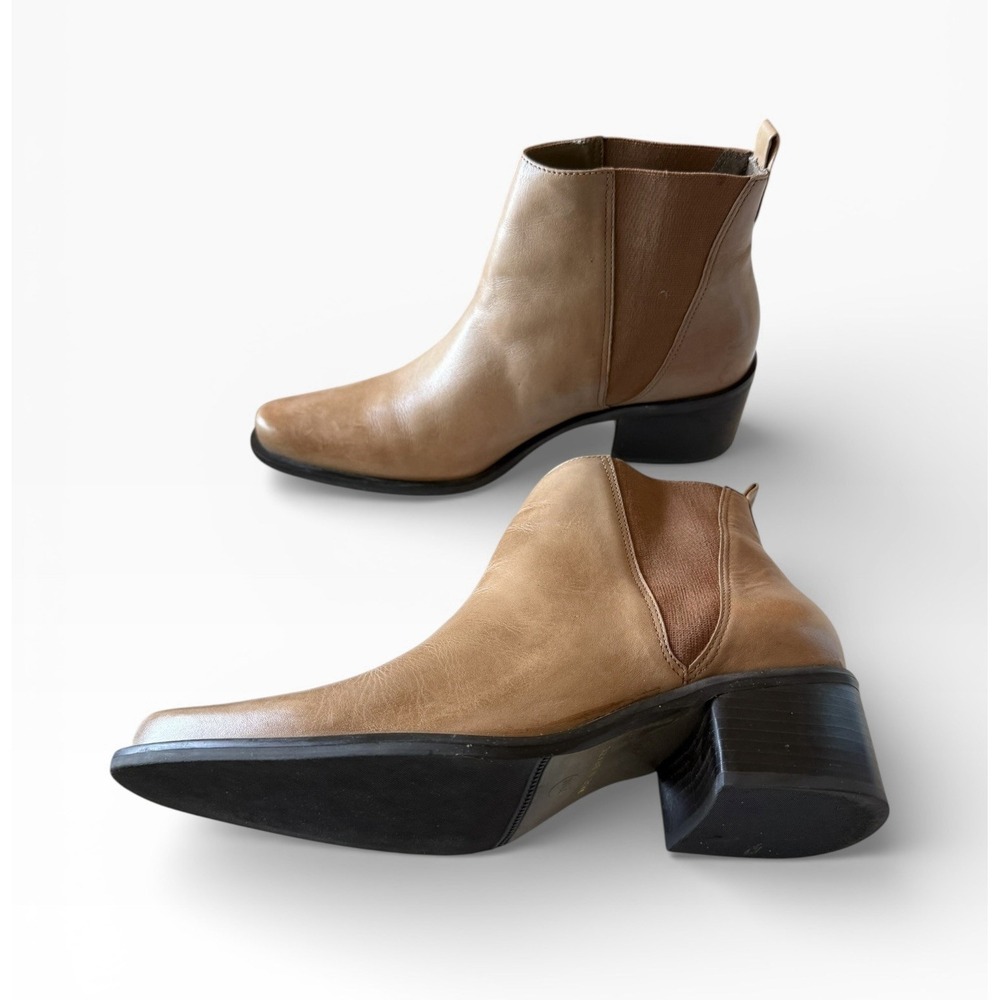 NICOLE Leather "Lake" Boots 2" Heel Women's US 7.5M Made In Brazil Original Box - Picture 3 of 13
